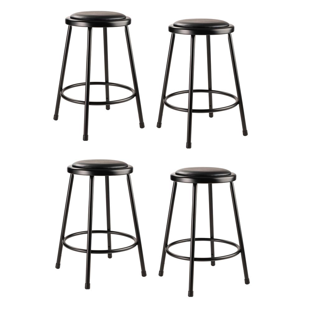 NPS® 24'' Heavy Duty Vinyl Padded Steel Stool, Black - National Public Seating