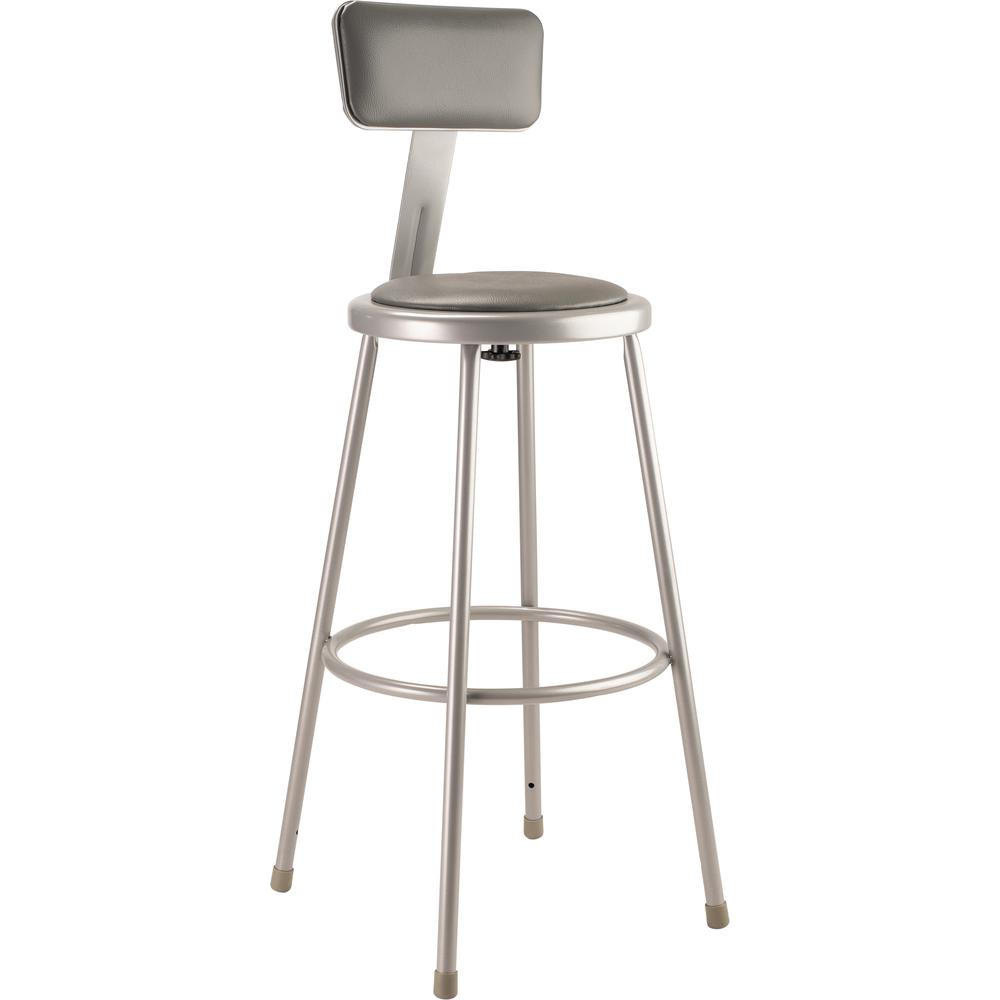 NPS® 30''Heavy Duty Vinyl Padded Steel Stool With Backrest, Grey - National Public Seating