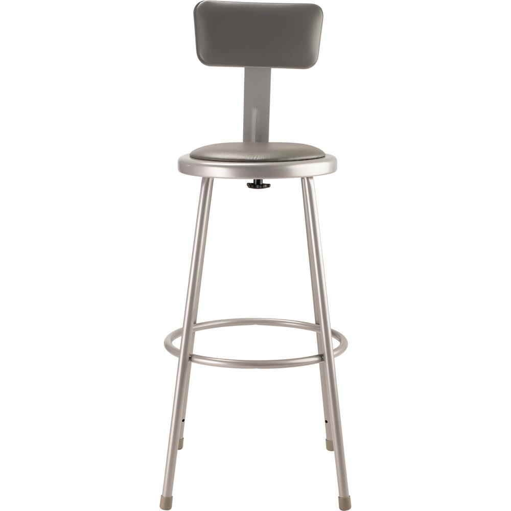 NPS® 30''Heavy Duty Vinyl Padded Steel Stool With Backrest, Grey - National Public Seating