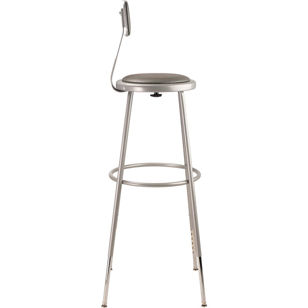 (3 Pack) NPS® 32''-39'' Height Adjustable Heavy Duty Vinyl Padded Steel Stool With Backrest, Grey - National Public Seating