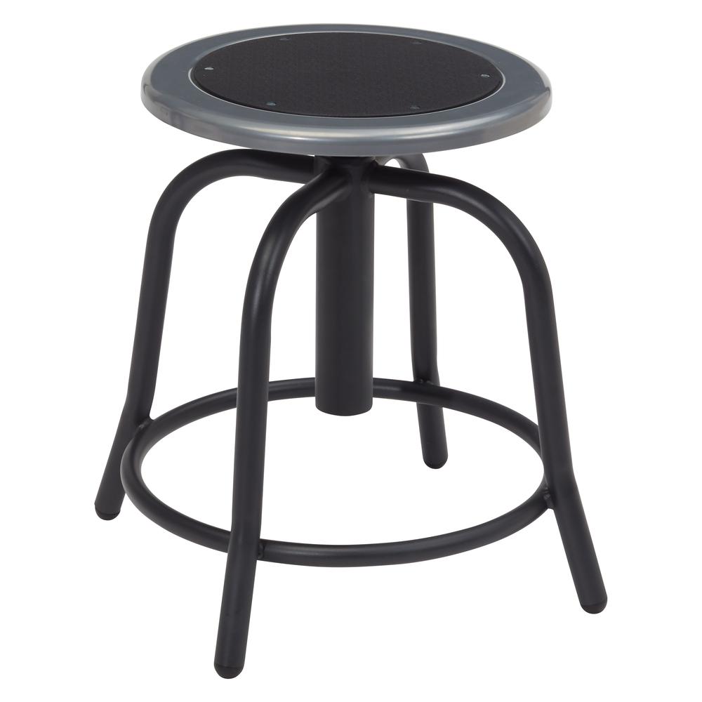 NPS® 18” - 24” Height Adjustable Swivel Stool, Black Seat and Black Frame - National Public Seating