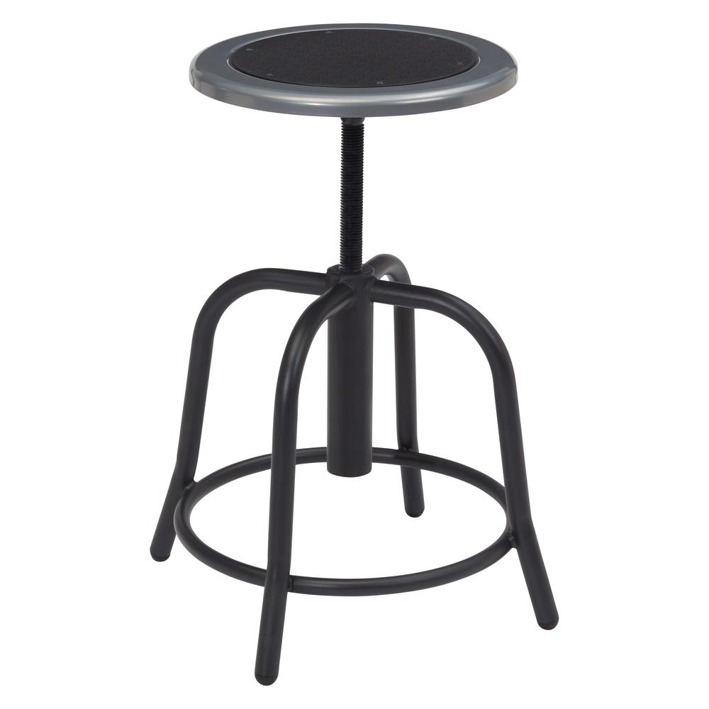 NPS® 18” - 24” Height Adjustable Swivel Stool, Black Seat and Black Frame - National Public Seating