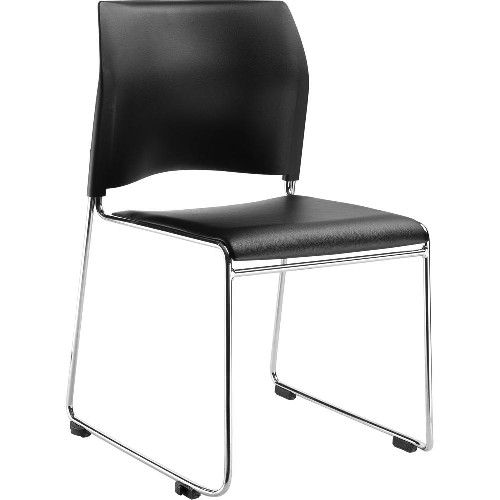 NPS® Cafetorium Plush Vinyl Stack Chair, Black - National Public Seating