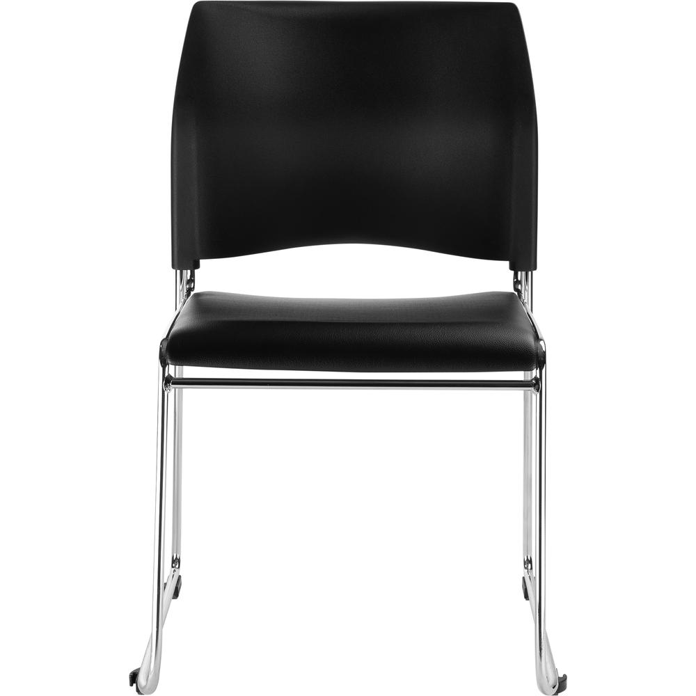 NPS® Cafetorium Plush Vinyl Stack Chair, Black - National Public Seating