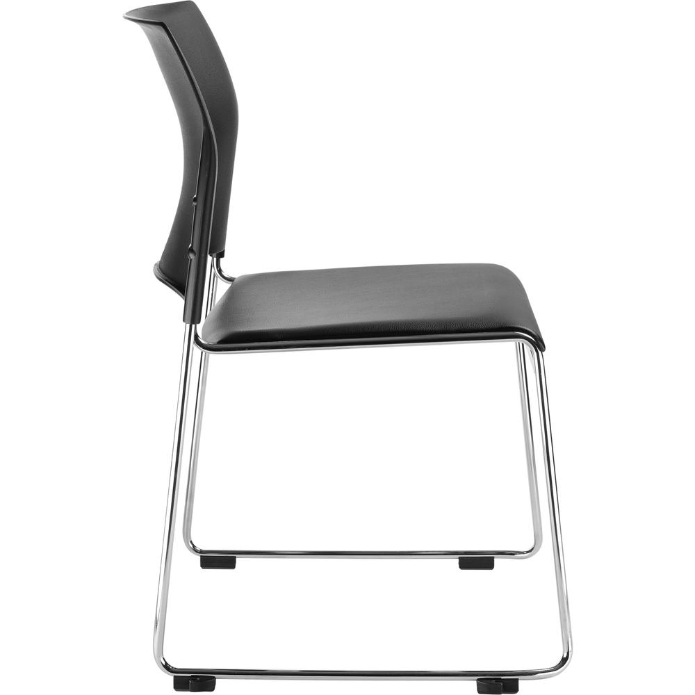 NPS® Cafetorium Plush Vinyl Stack Chair, Black - National Public Seating