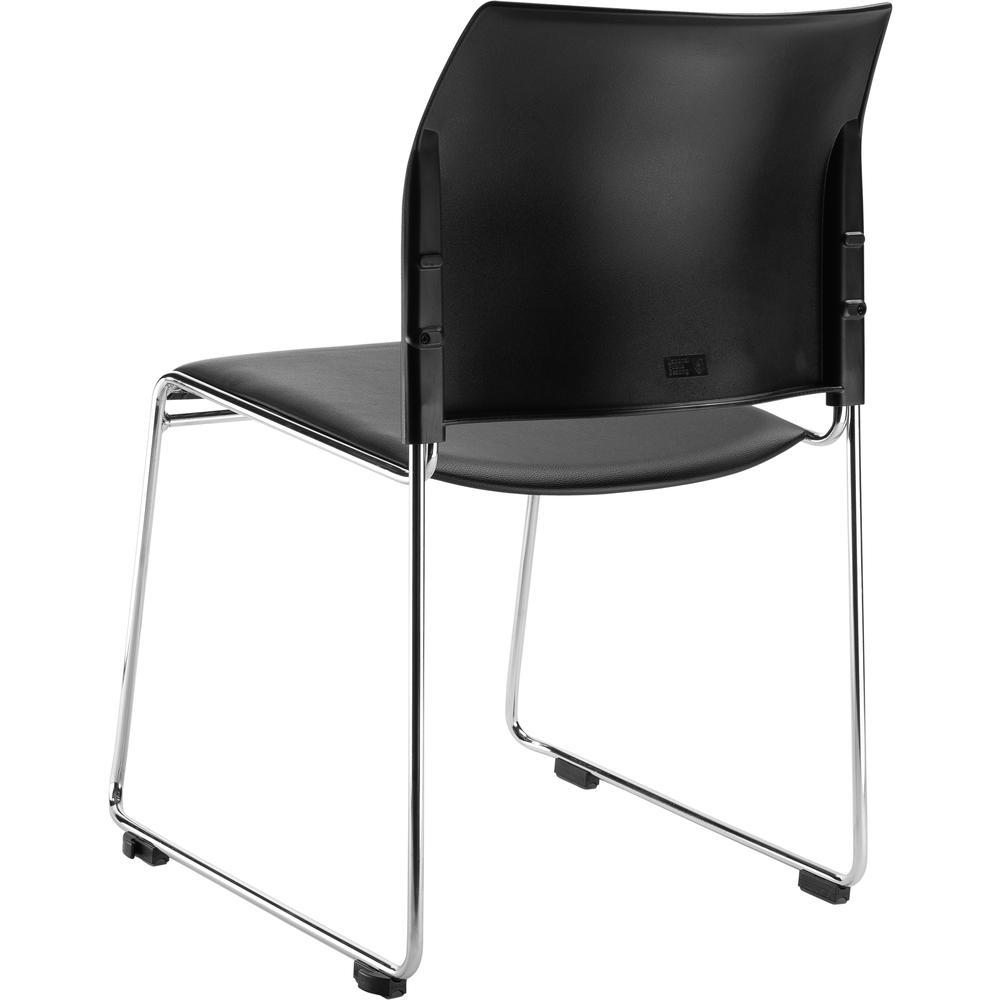 NPS® Cafetorium Plush Vinyl Stack Chair, Black - National Public Seating