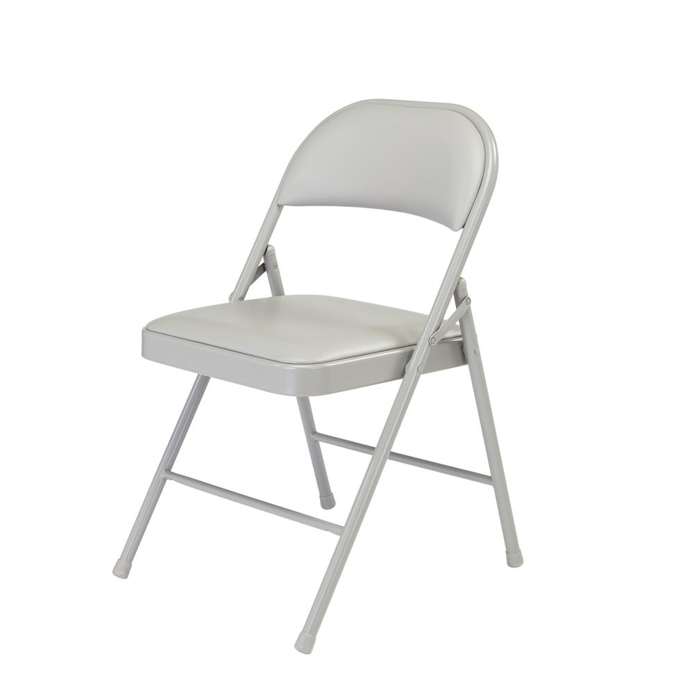Commercialine® Vinyl Padded Steel Folding Chair, Grey (Pack of 4)