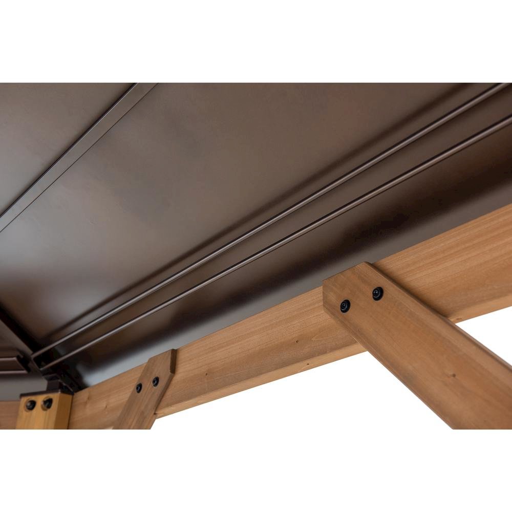 13 ft. x 13 ft. Cedar Framed Octagon Gazebo with Brown Steel 2-tier Hardtop Roof - Sunjoy