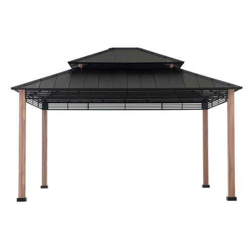 Roberts Outdoor Patio Steel Frame Hardtop Gazebo with 2-Tier  Steel Roof - Sunjoy