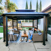 Sunjoy 11 x 13 ft Hardtop Gazebo Outdoor 2-Tier Steel Hardtop Metal Gazebo - Golden Bull Marketing