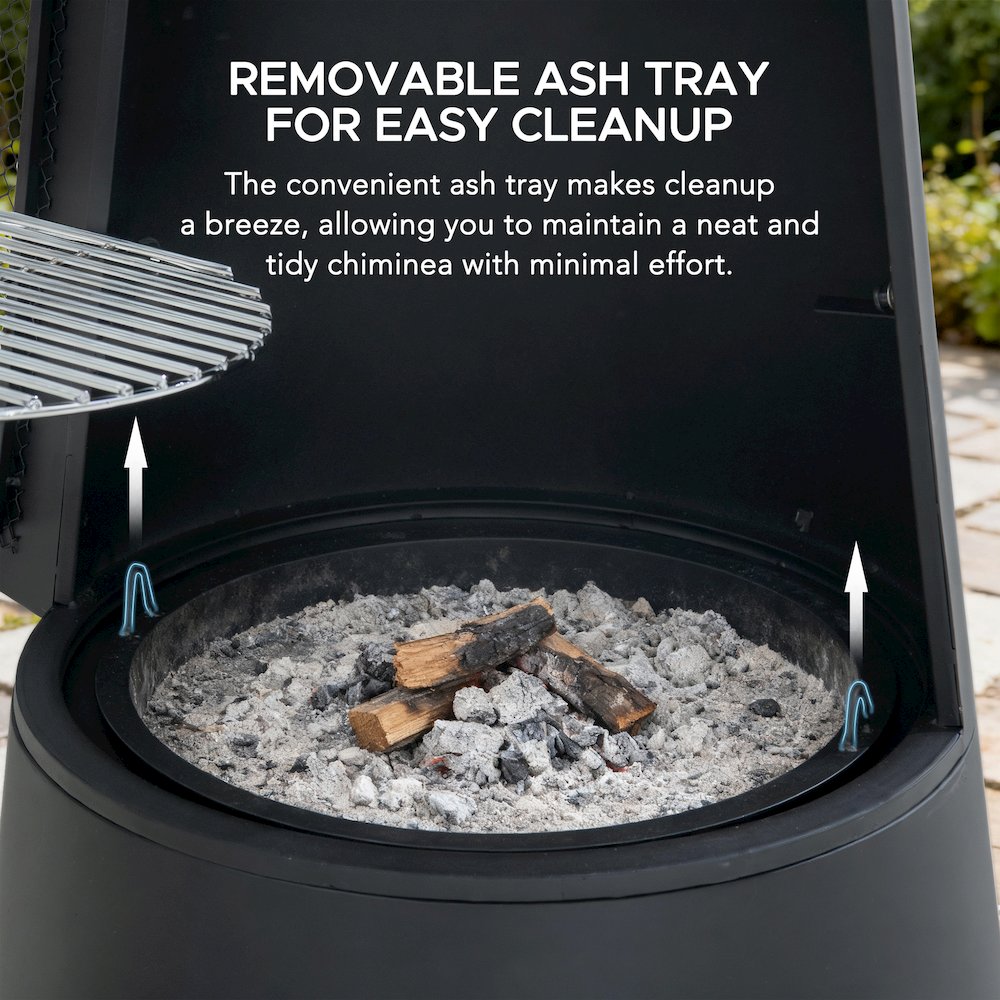 57 in. 2-in-1 Metal Outdoor Chiminea Fire Pit & Fireplace, Removable Grill Grate - Sunjoy