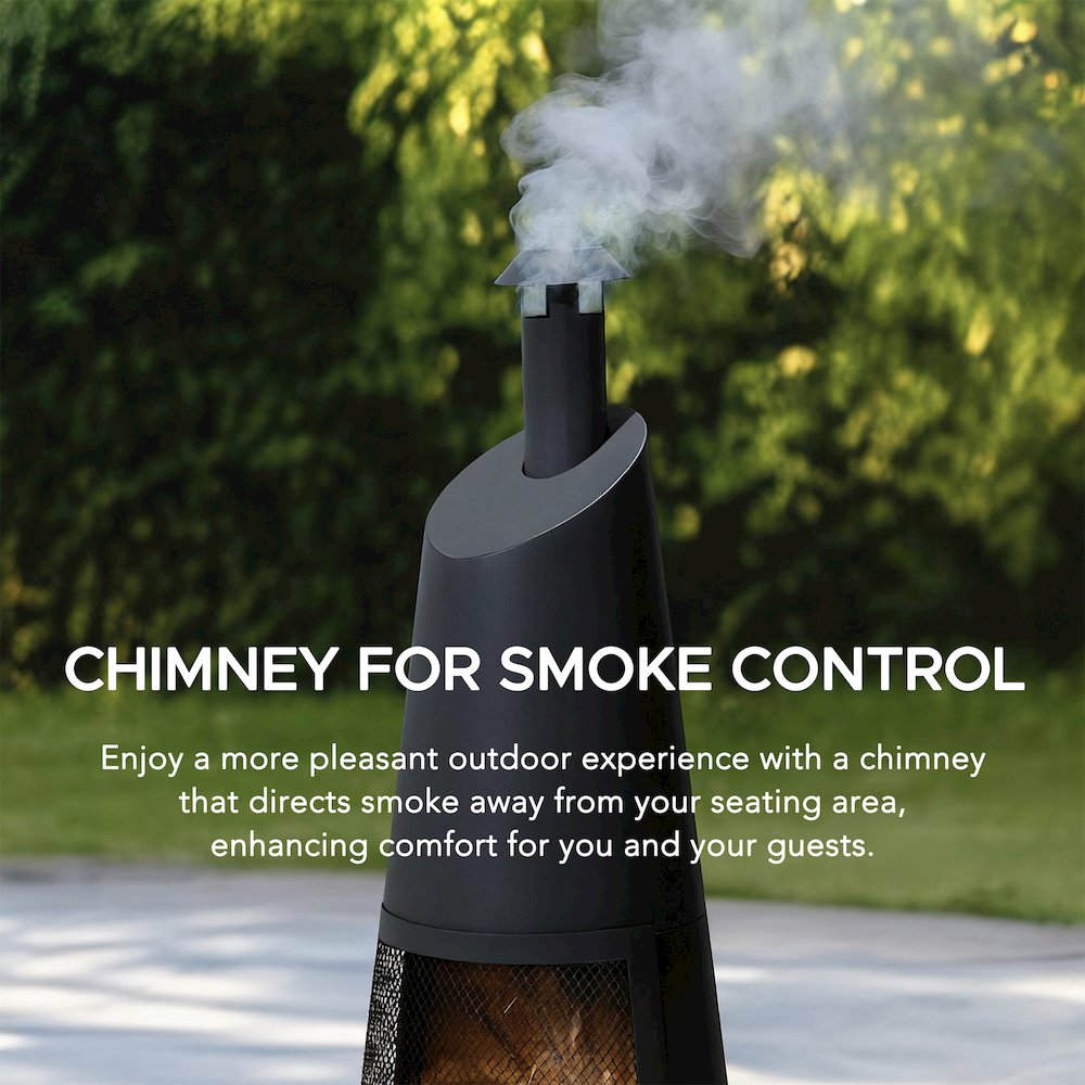 57 in. 2-in-1 Metal Outdoor Chiminea Fire Pit & Fireplace, Removable Grill Grate - Sunjoy