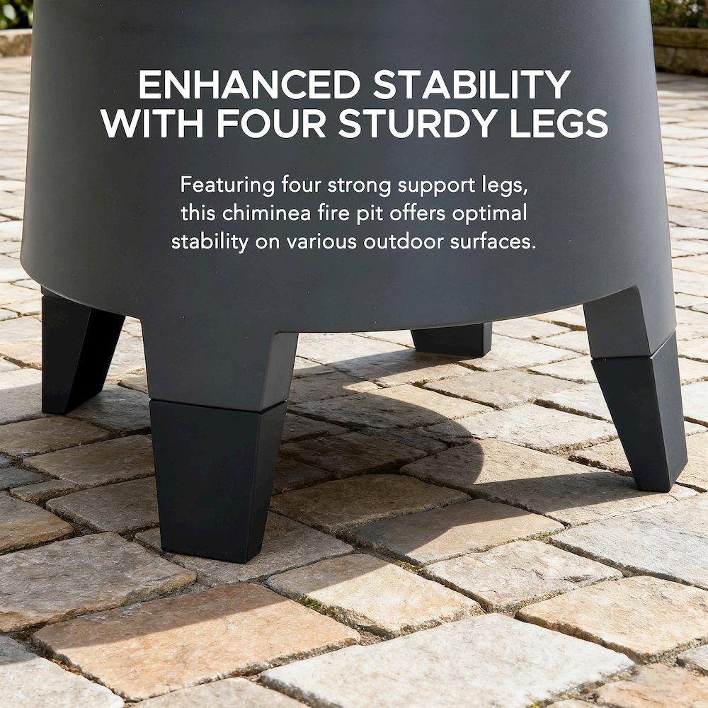 57 in. 2-in-1 Metal Outdoor Chiminea Fire Pit & Fireplace, Removable Grill Grate - Sunjoy