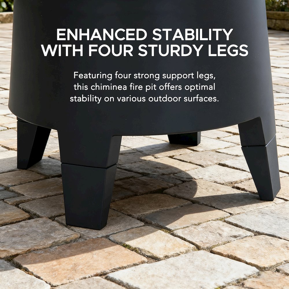 57 in. 2-in-1 Metal Outdoor Chiminea Fire Pit & Fireplace, Removable Grill Grate - Sunjoy