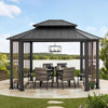 Sunjoy 11 x 13 ft Hardtop Gazebo Outdoor 2-Tier Steel Hardtop Metal Gazebo - Golden Bull Marketing