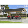 Newville 10.1 ft. x 21.6 ft. FSC Wood Carport with Privacy Wall - Sunjoy