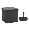 Brown Wicker Side Table with Umbrella Stand for Outdoor Seating - Sunjoy
