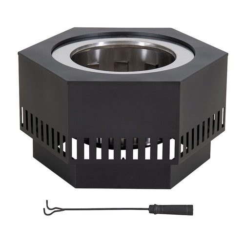 Lawrence 28. Black Steel Wood Burning Outdoor Smokeless Fire Pit with PVC Cover - Sunjoy