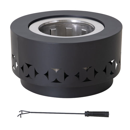 Lawrence 28. Black Steel Wood Burning Outdoor Smokeless Fire Pit with PVC Cover - Sunjoy