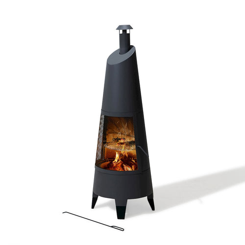 57 in. 2-in-1 Metal Outdoor Chiminea Fire Pit & Fireplace, Removable Grill Grate - Sunjoy