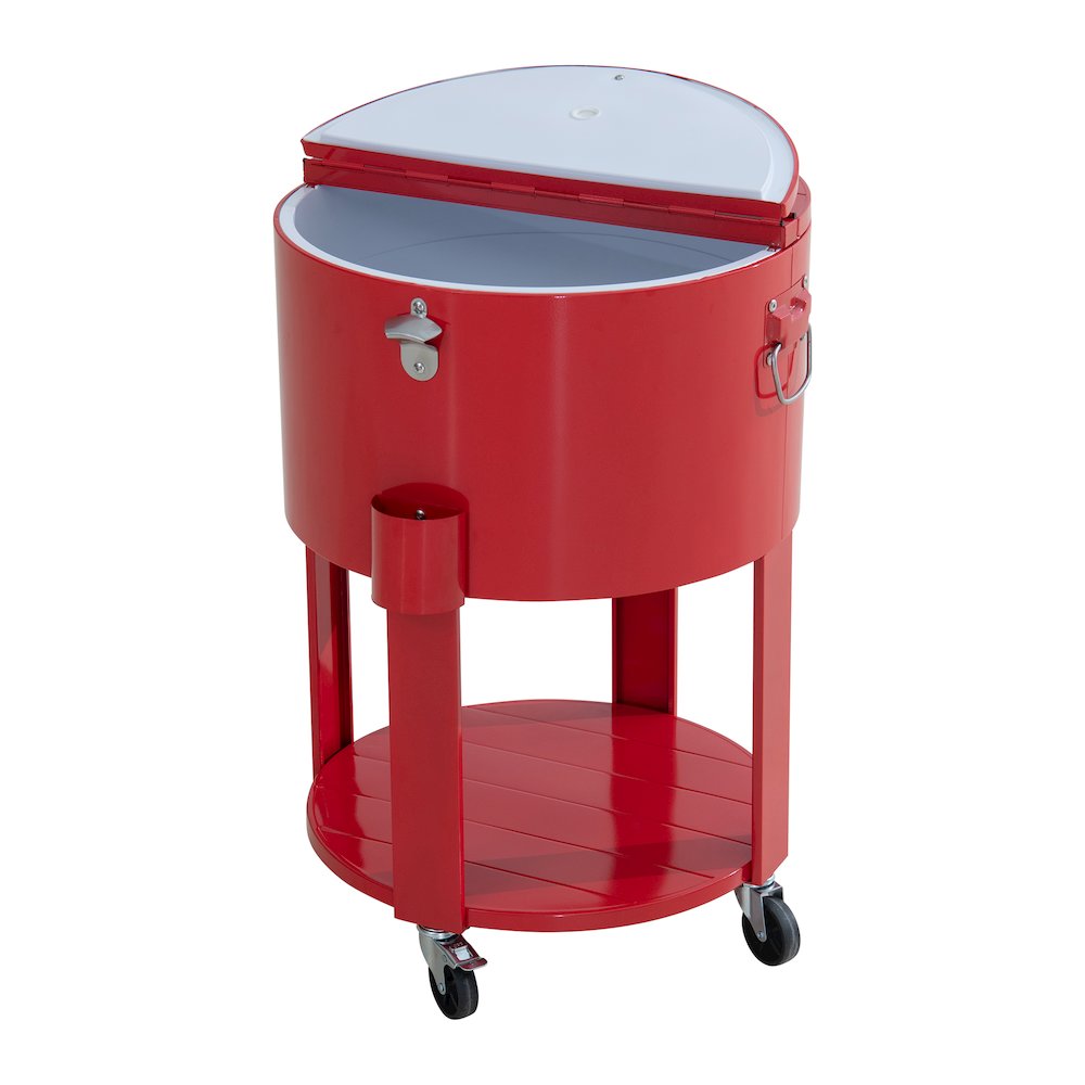 60 Quart Rolling Ice Chest Cooler Cart, Portable Patio Party Bar - Sunjoy