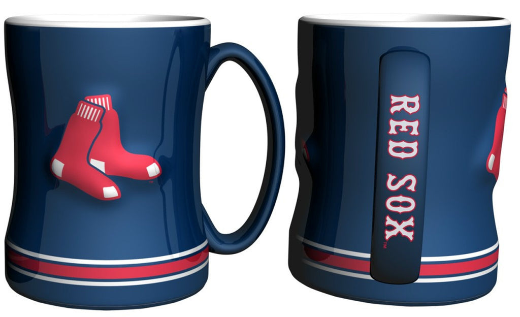 Boston Red Sox Coffee Mug 14oz Sculpted Relief Team Color - Logo Brands