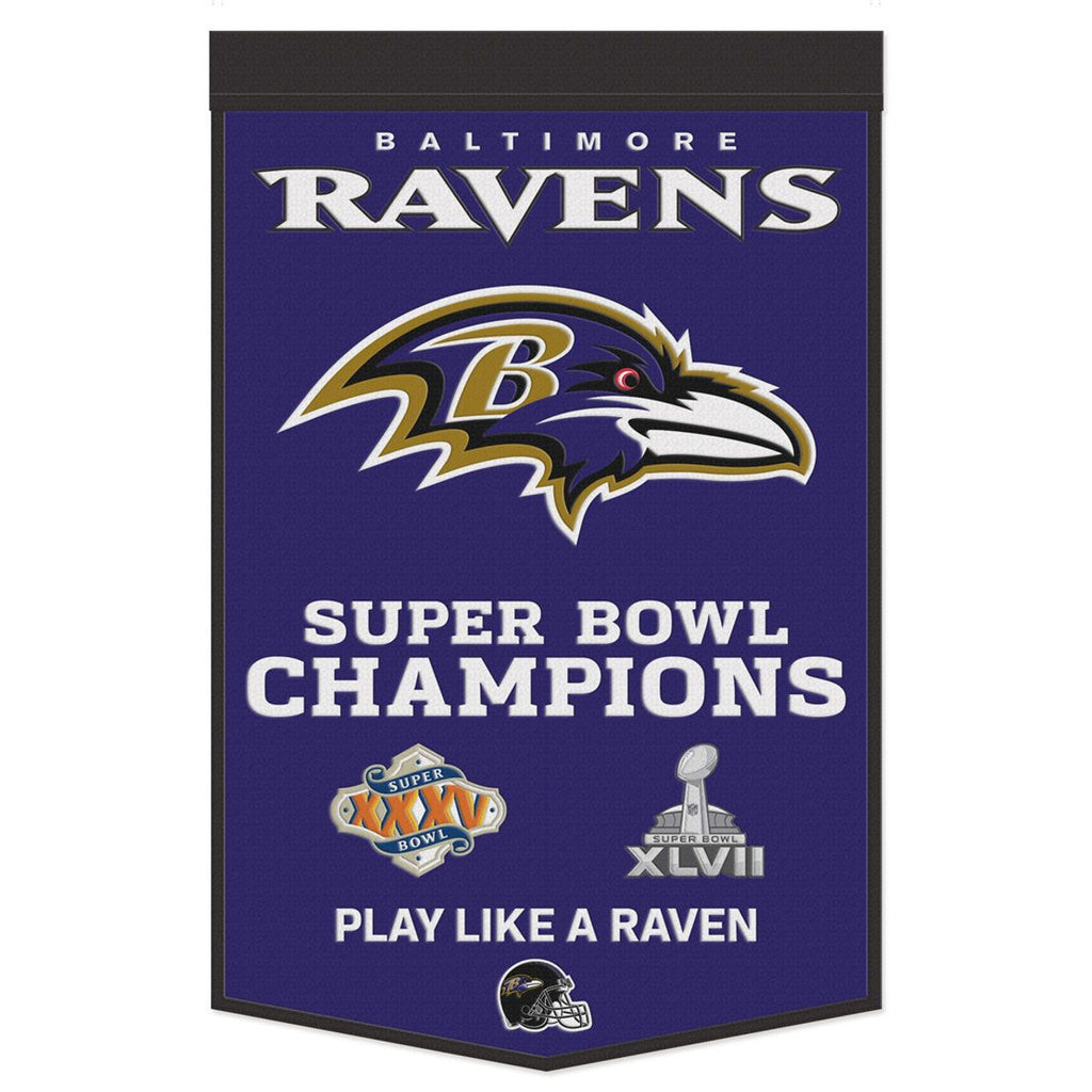 Baltimore Ravens Banner Wool 24x38 Dynasty Champ Design - Wincraft Fanatics
