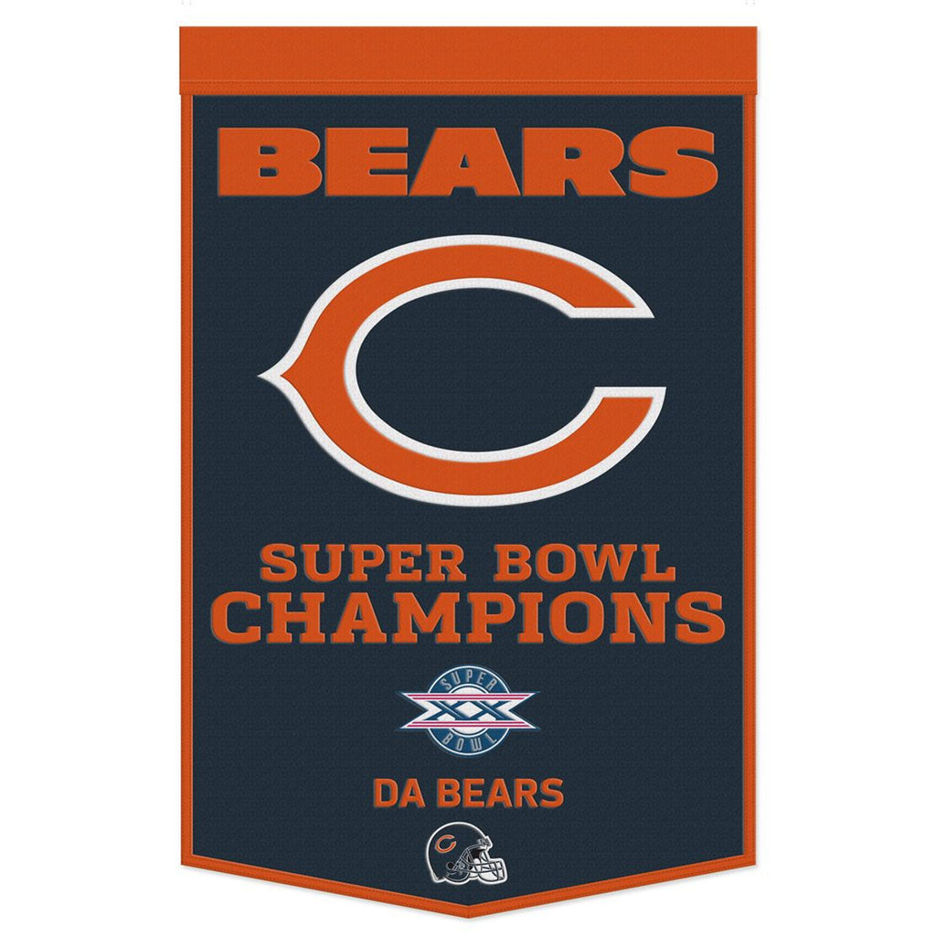 Chicago Bears Banner Wool 24x38 Dynasty Champ Design - Wincraft Fanatics