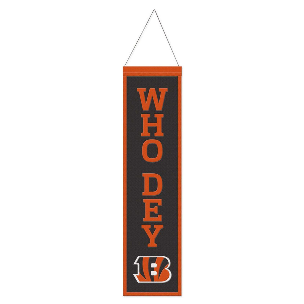 Cincinnati Bengals Banner Wool 8x32 Heritage Slogan Design - Special Order - Wincraft Fanatics
