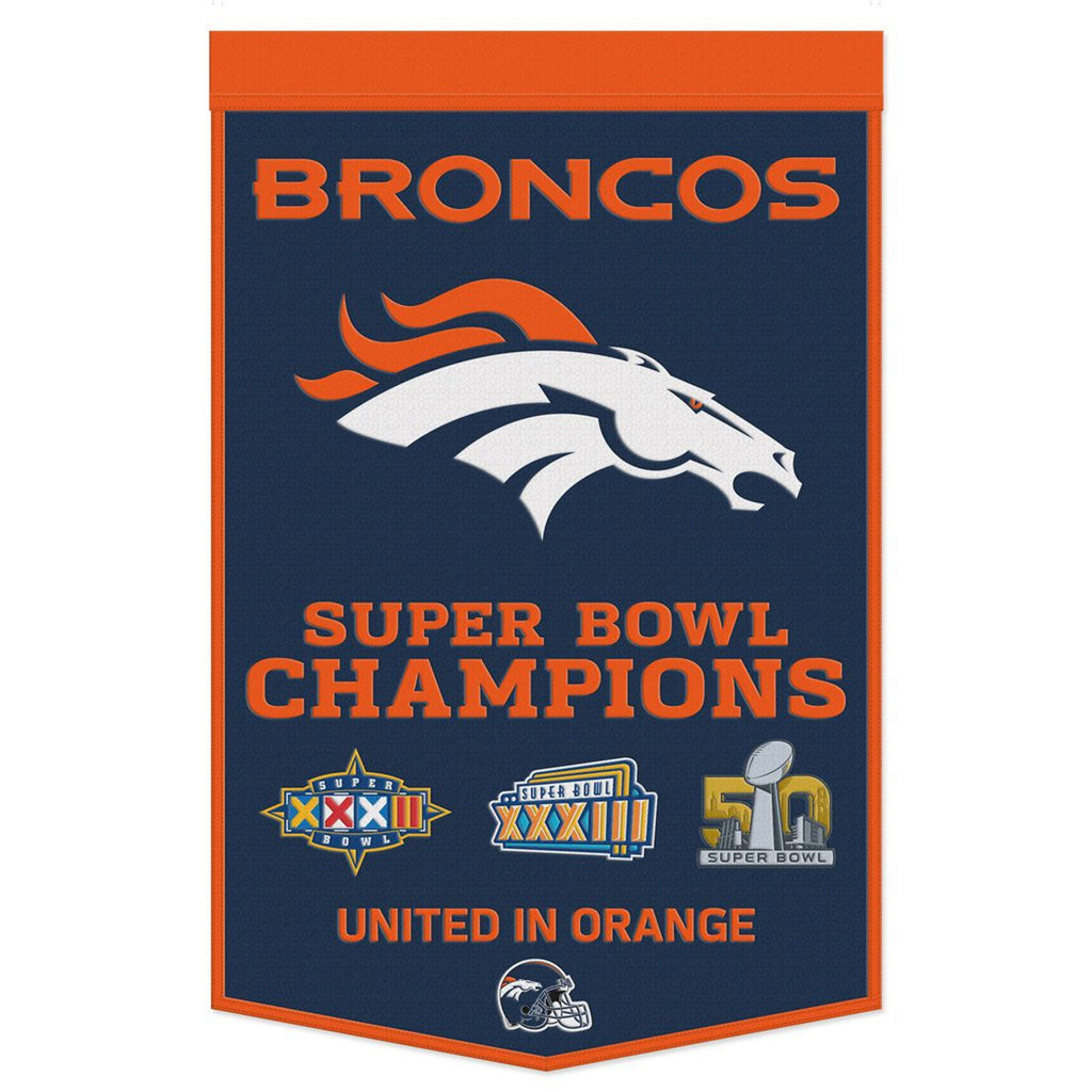 Denver Broncos Banner Wool 24x38 Dynasty Champ Design - Wincraft Fanatics
