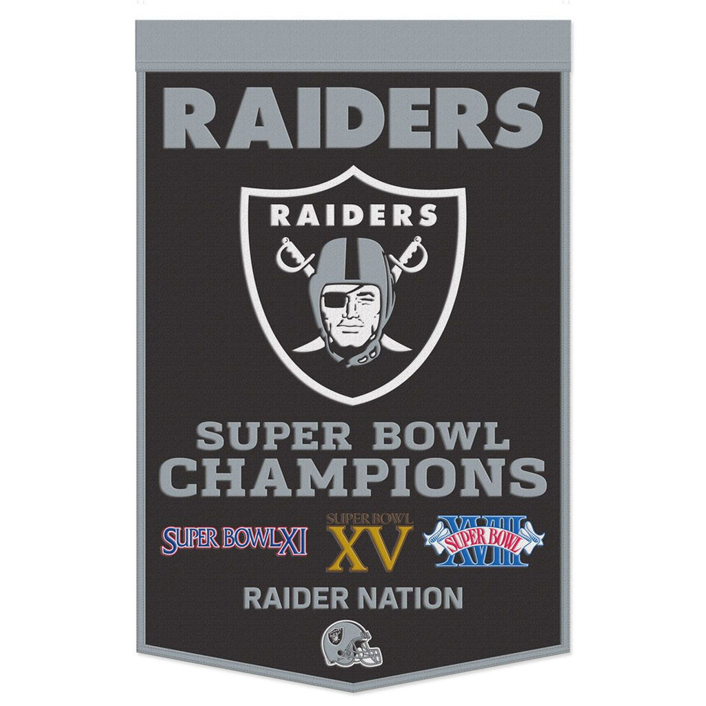 Las Vegas Raiders Banner Wool 24x38 Dynasty Champ Design - Wincraft Fanatics