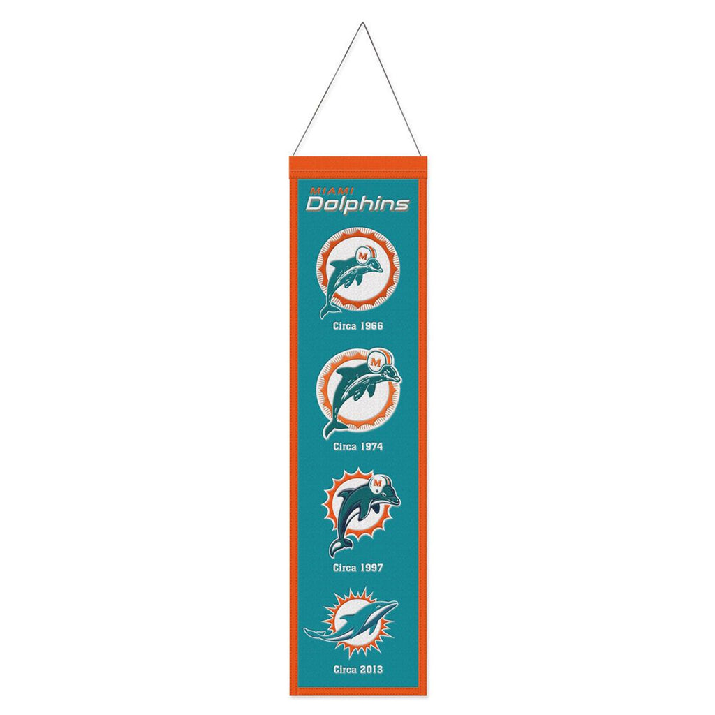 Miami Dolphins Banner Wool 8x32 Heritage Evolution Design - Wincraft Fanatics