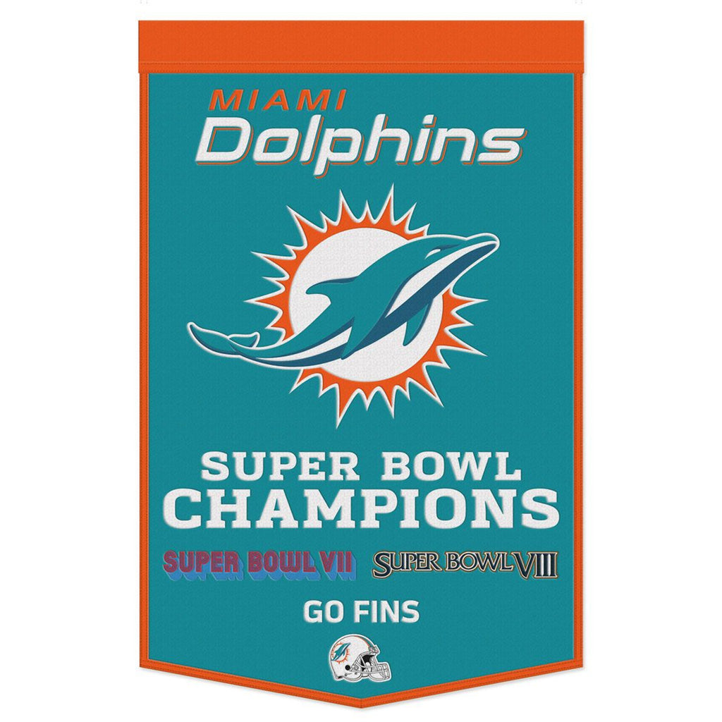Miami Dolphins Banner Wool 24x38 Dynasty Champ Design - Wincraft Fanatics