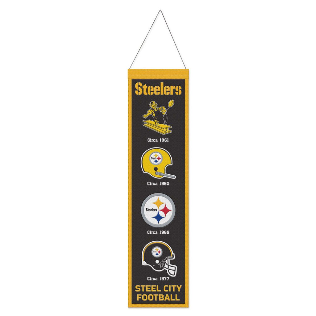Pittsburgh Steelers Banner Wool 8x32 Heritage Evolution Design - Wincraft Fanatics