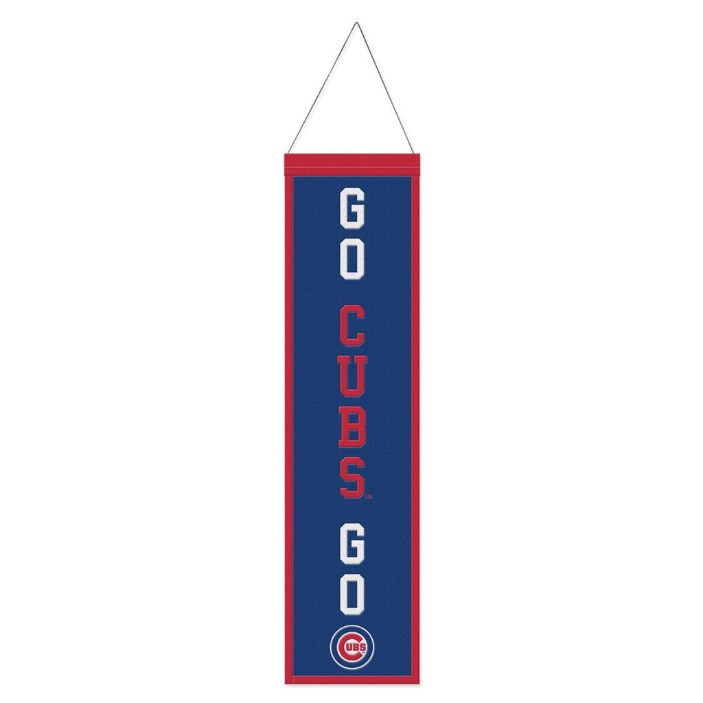 Chicago Cubs Banner Wool 8x32 Heritage Slogan Design - Special Order - Wincraft Fanatics