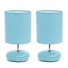 10.24'' Traditional Mini Round Rock Table Lamp 2 Pack Set, Blue - Creekwood Home