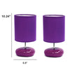 10.24'' Traditional Mini Round Rock Table Lamp 2 Pack Set, Purple - Creekwood Home