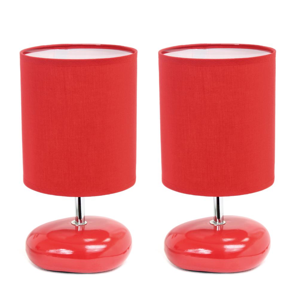 10.24'' Traditional Mini Round Rock Table Lamp 2 Pack Set, Red - Creekwood Home