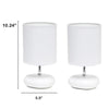 10.24'' Traditional Mini Round Rock Table Lamp 2 Pack Set, White - Creekwood Home
