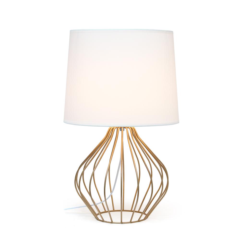 Geometrically Wired Table Lamp, White on Copper - Simple Designs