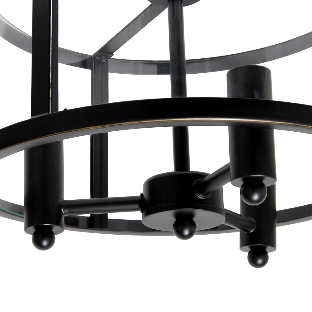 Medium 13'' Iron and Glass Shade Industrial 3-Light Ceiling, Matte Black - Elegant Designs