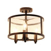 Medium 13'' Iron and Glass Shade Industrial 3-Light Ceiling, Matte Black - Elegant Designs