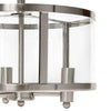 Medium 13'' Iron and Glass Shade Industrial 3-Light Ceiling, Brushed Nickel - Elegant Designs