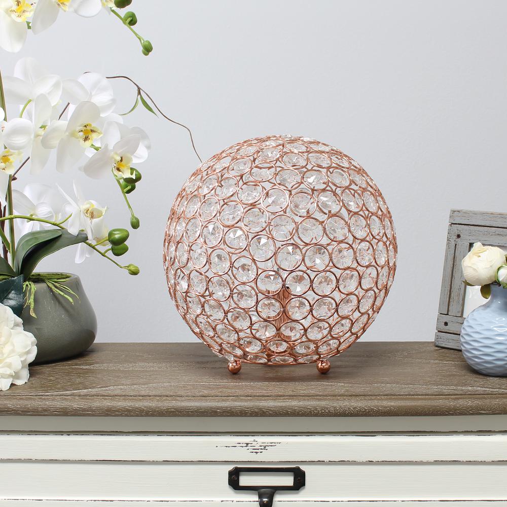 Elipse Medium 10'' Metal Crystal Round Sphere Glamourous Orb Table Lamp - Lalia Home