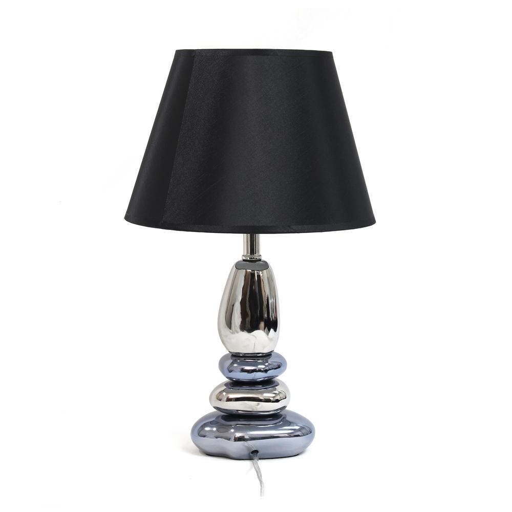 21.5'' Contemporary Ebb and Flow Stacked Stone Table Lamp, Chrome Blue - Lalia Home