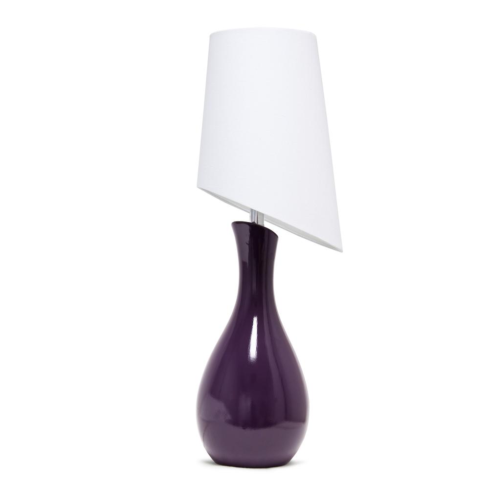 29'' Eggplant Contemporary Table Lamp with Slanted White Shade, Eggplant Purple - Lalia Home