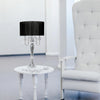 31'' Chrome Cascading Crystal Table Lamp, Black Shade - Lalia Home