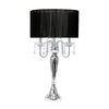 31'' Chrome Cascading Crystal Table Lamp, Black Shade - Lalia Home