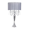 31'' Chrome Cascading Crystal Table Lamp, Gray Shade - Lalia Home