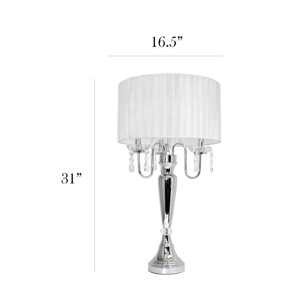 Trendy Romantic Sheer Shade Table Lamp with Hanging Crystals - Elegant Designs